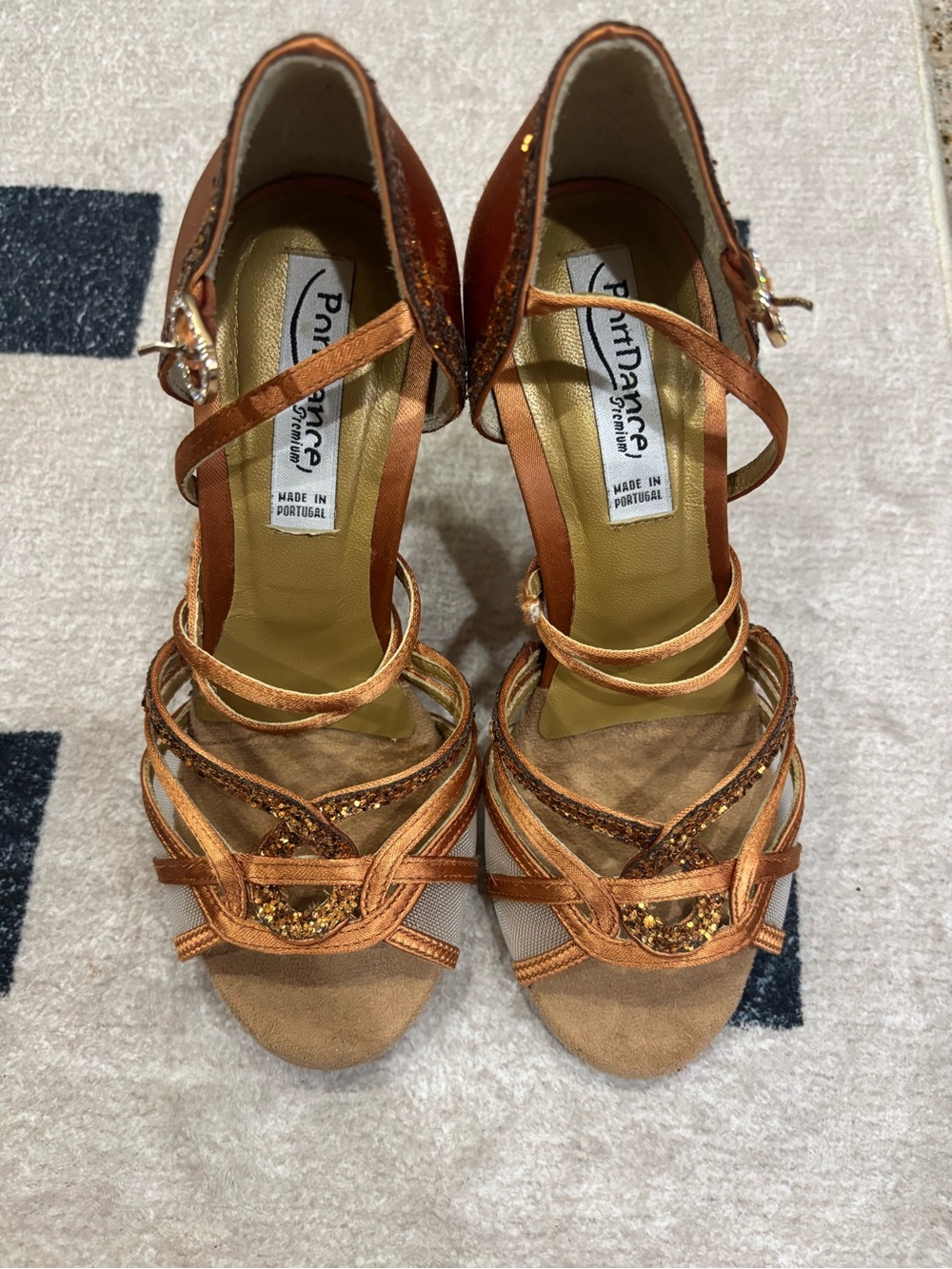 Port Dance Women's Copper Strappy Dance Heels Euro size 35